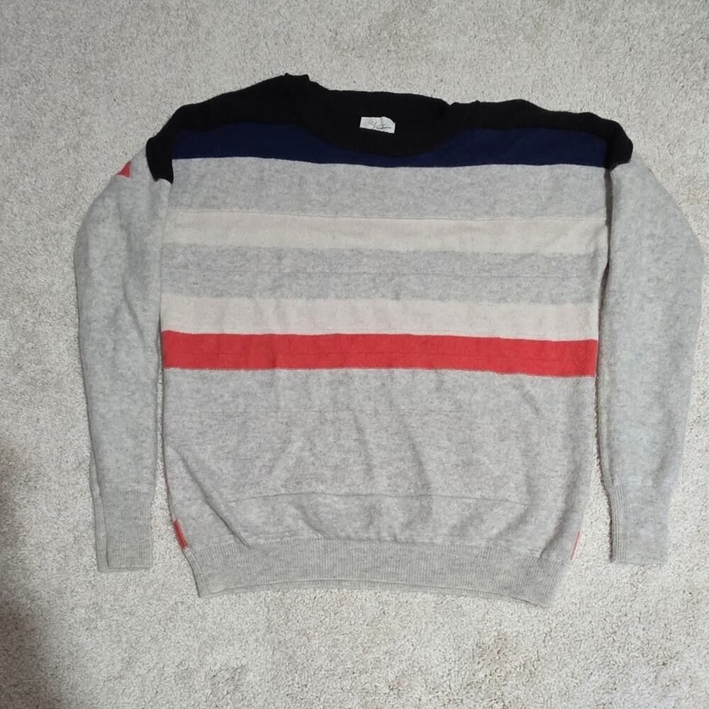 Andrea Jovine 100% Cashmere Women's Striped Crewneck Sweater